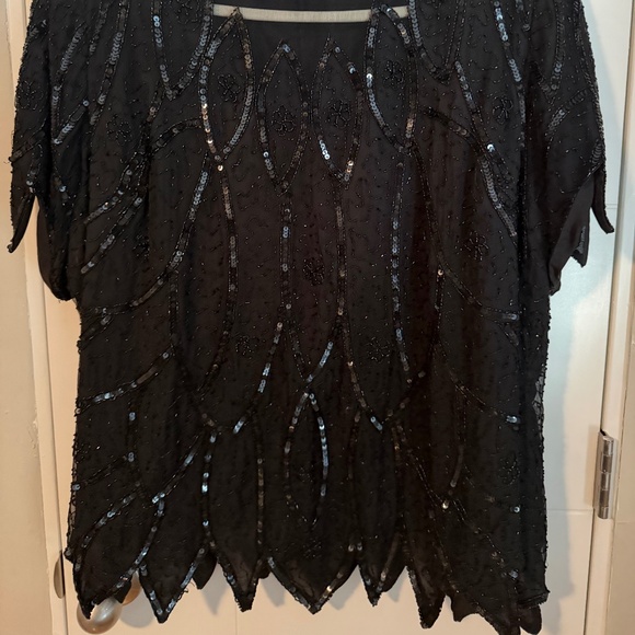 PLUS SIZE Evening Blouse (Black, 3X) and Long Skirt (Black, 22/24) - Picture 2 of 6